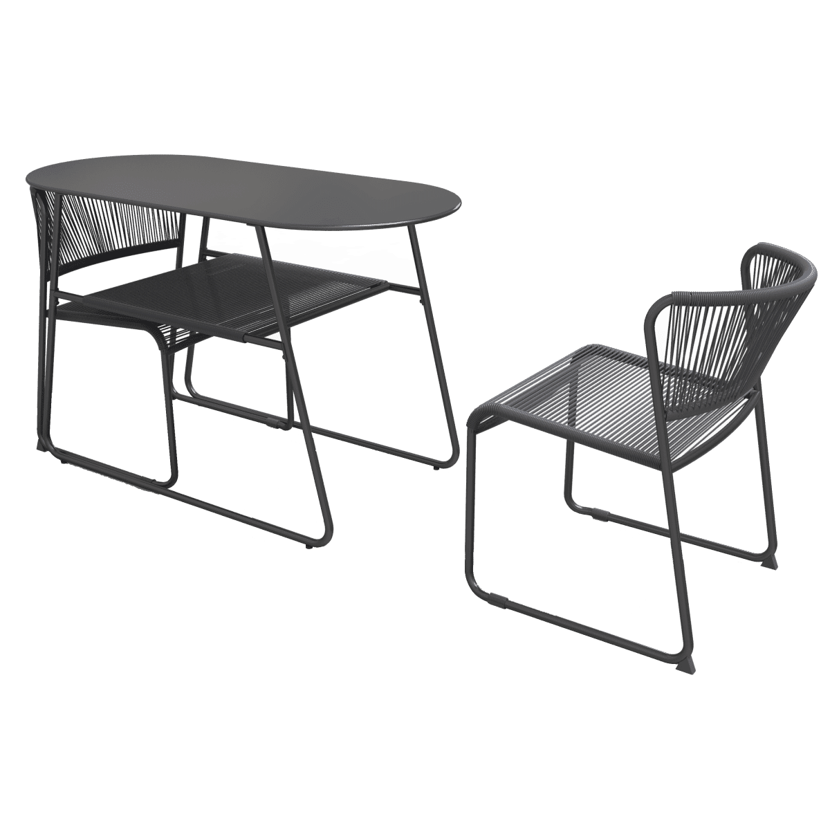 ARMCHAIR DUO NATERIAL Steel and wicker 50X59X71.5H cm anthracite - best price from Maltashopper.com BR500013655