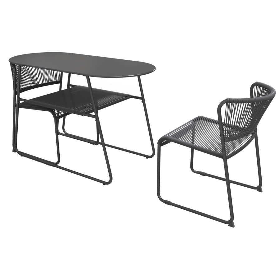 ARMCHAIR DUO NATERIAL Steel and wicker 50X59X71.5H cm anthracite - best price from Maltashopper.com BR500013655