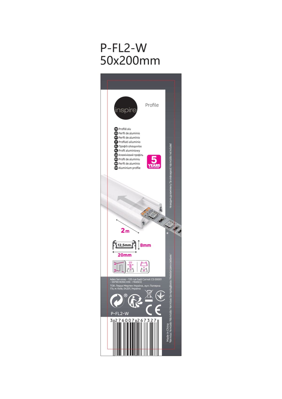 Bricocenter LED STRIP PROFILE 2MT ALUMINIUM WHITE