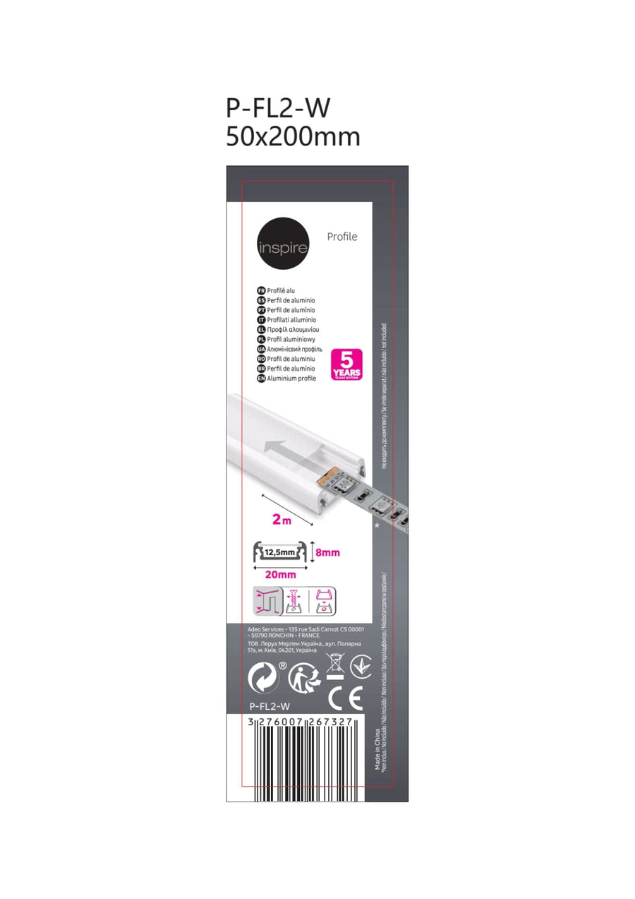 Bricocenter LED STRIP PROFILE 2MT ALUMINIUM WHITE