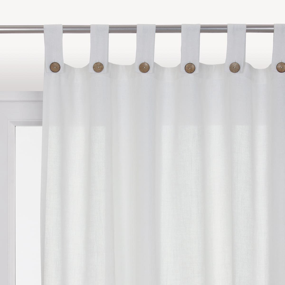 CHARLINA WHITE OPAQUE CURTAIN 140X280 WITH LOOPS AND BUTTONS - best price from Maltashopper.com BR480008027