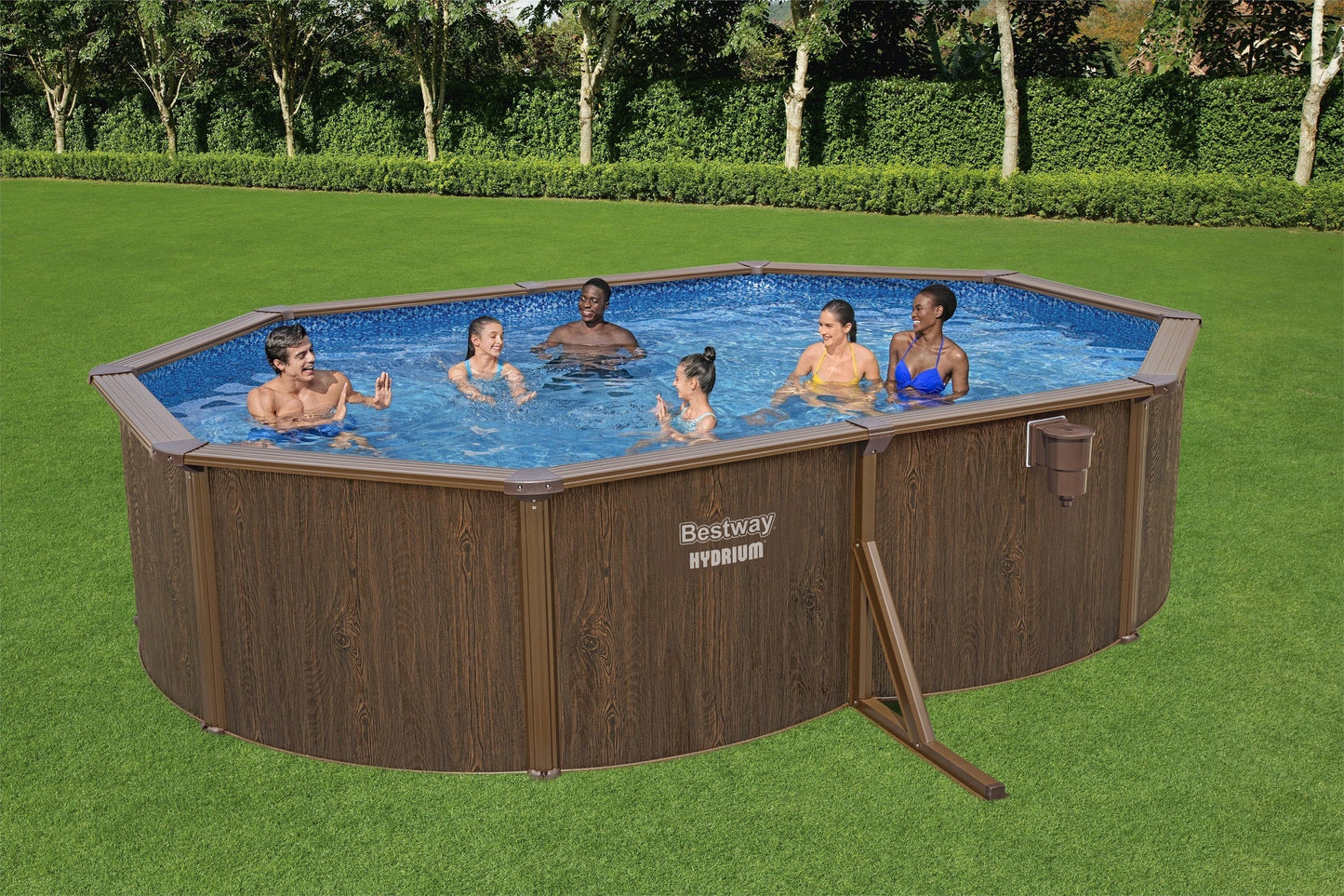 Bricocenter HYDRIUM POOL WOOD OVAL 5X3,60X1,20M SAND FILTER COVER AND BASE MAT