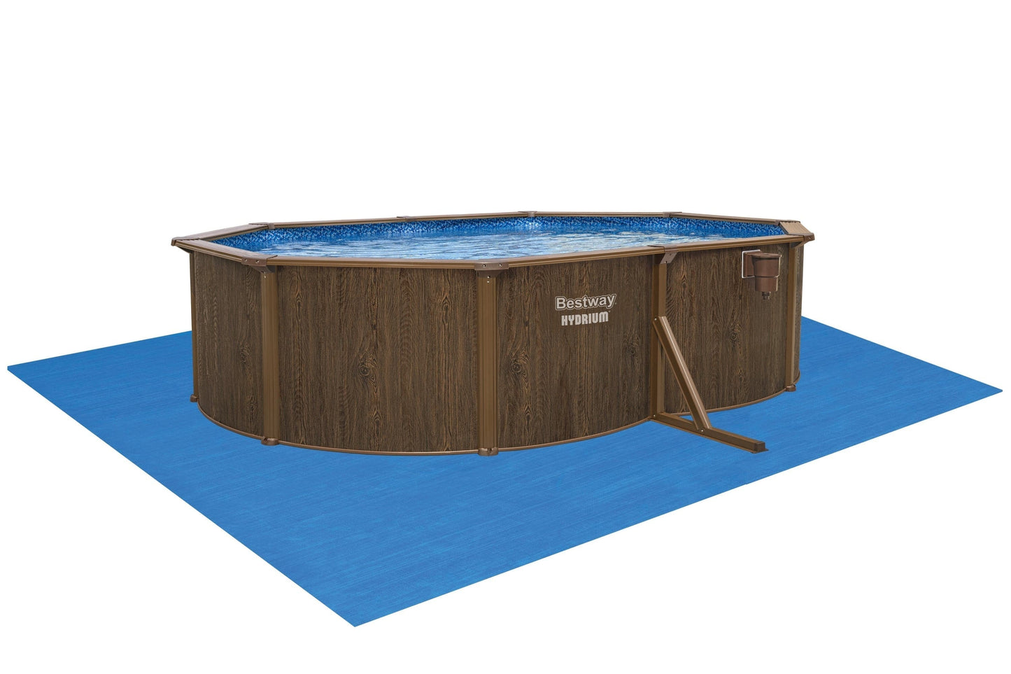 HYDRIUM POOL WOOD OVAL 5X3,60X1,20M SAND FILTER COVER AND BASE MAT