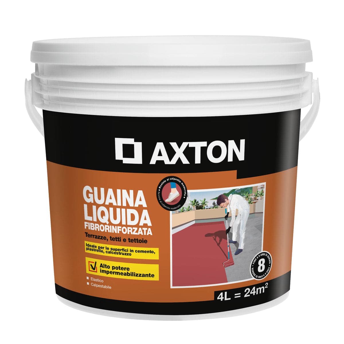 Bricocenter AXTON 4 L WHITE FIBRE-REINFORCED WATERPROOFING LIQUID MEMBRANE