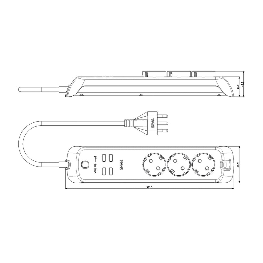 MULTIPLE MOBILE SOCKET 2P+E 16 A 250w white - best price from Maltashopper.com BR420006799