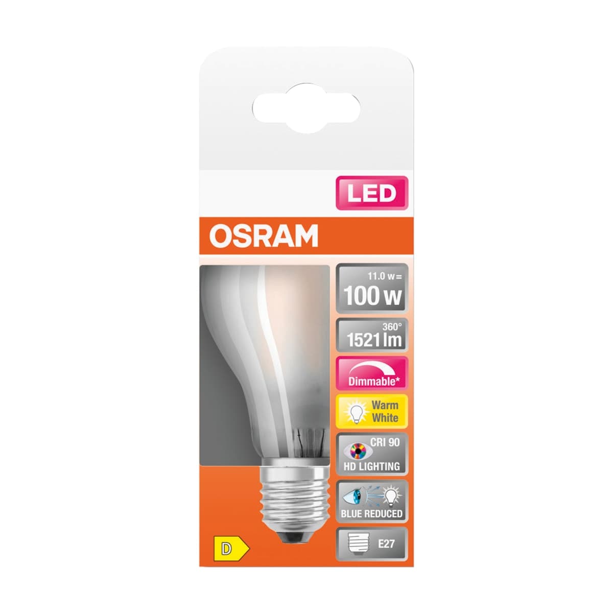LED BULB E27=100W DROP FROSTED WARM LIGHT DIMMABLE