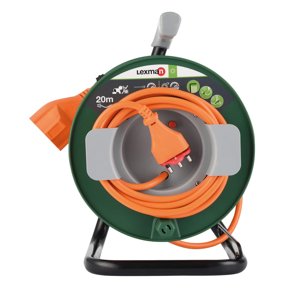 GARDEN CABLE REEL 20MT 16A PLUG 1 UNIVERSAL SOCKET WITH CIRCUIT BREAKER - best price from Maltashopper.com BR420210223