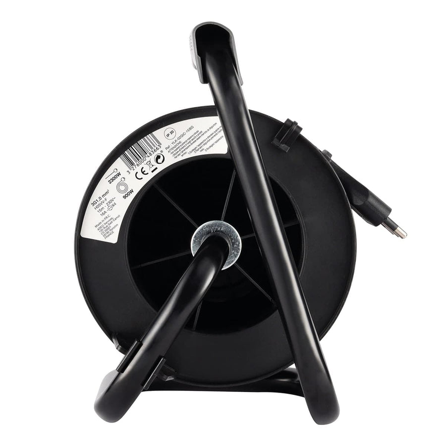 15MT CABLE REEL 16A PLUG 4 UNIVERSAL SOCKETS WITH THERMAL CIRCUIT BREAKER BLACK - best price from Maltashopper.com BR420230820