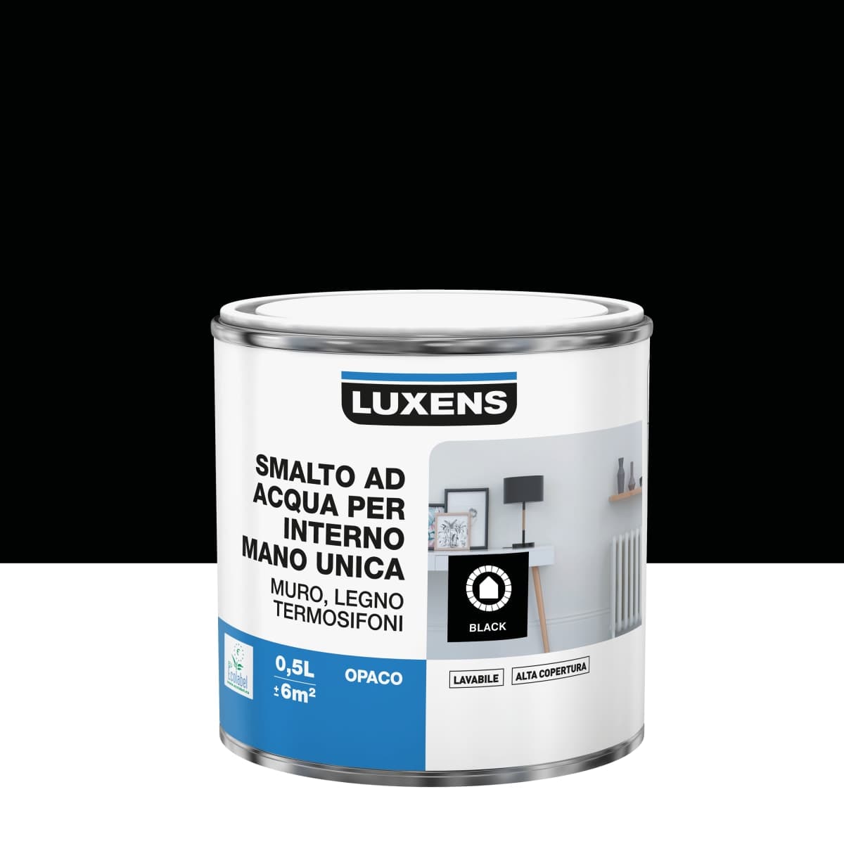 LUXENS BLACK MATT INTERIOR WATER ENAMEL 500 ML - best price from Maltashopper.com BR470002455