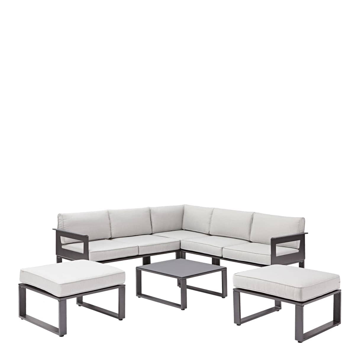 Bricocenter COFFE SET ODYSSEA CORNER NATERIAL SOFA ALUMINIUM COFFEE TABLE + 2 SEATS