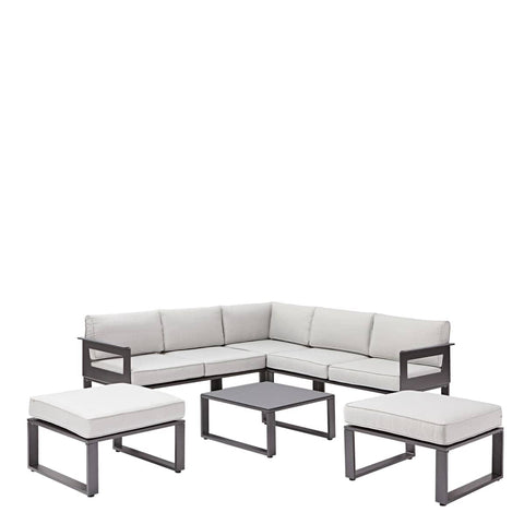 Bricocenter COFFE SET ODYSSEA CORNER NATERIAL SOFA ALUMINIUM COFFEE TABLE + 2 SEATS