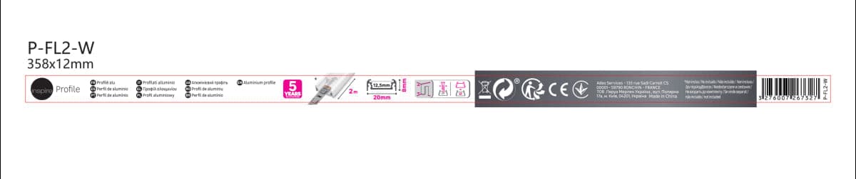 LED STRIP PROFILE 2MT ALUMINIUM WHITE