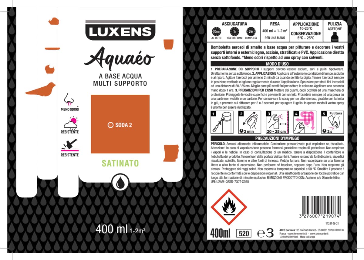 Bricocenter SODA SPRAY 2 SATIN WATER LUXENS 400 ML