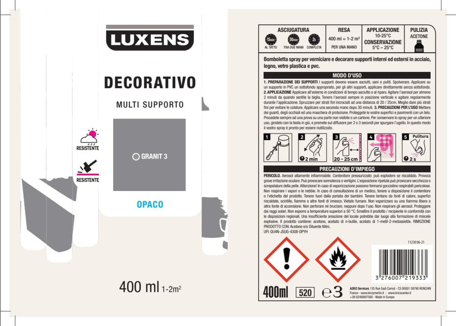 GRANITE SPRAY 3 MATT SOLVENT 400 ML LUXENS