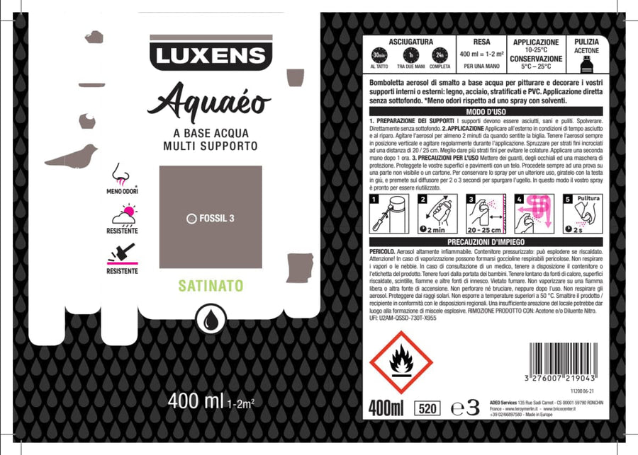 Bricocenter FOSSIL SPRAY 3 SATIN WATER 400 ML LUXENS