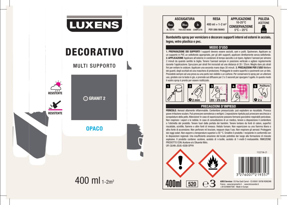 GRANITE SPRAY 2 MATT SOLVENT 400 ML LUXENS