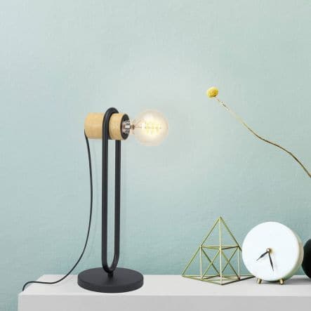 CHIEVELEY TABLE LAMP WOOD AND METAL E27=40W - best price from Maltashopper.com BR420006908