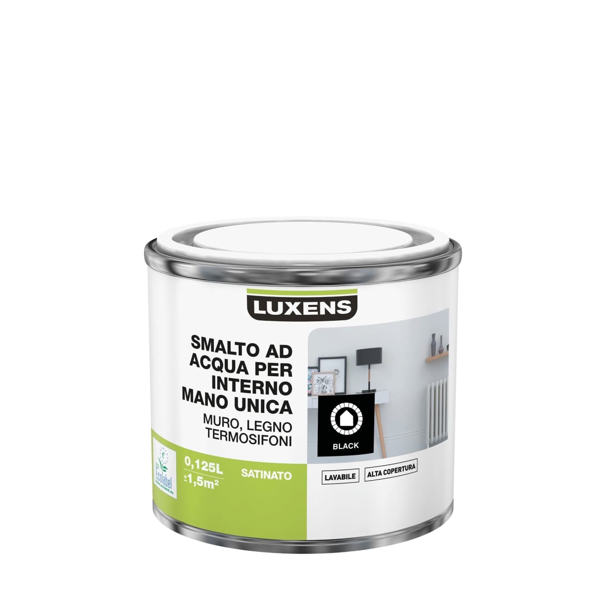 LUXENS BLACK SATIN INTERIOR ENAMEL 125 ML - best price from Maltashopper.com BR470002479