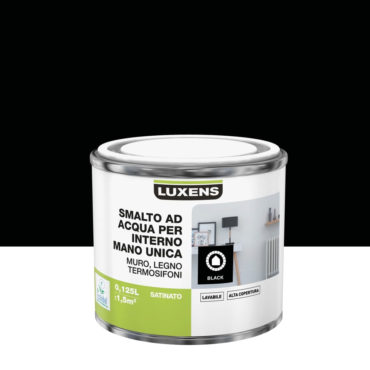 LUXENS BLACK SATIN INTERIOR ENAMEL 125 ML - best price from Maltashopper.com BR470002479