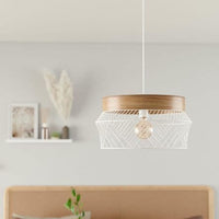 KANEL METAL AND WOOD CHANDELIER WHITE E27=46W - Premium Chandeliers from Bricocenter - Just €78.99! Shop now at Maltashopper.com