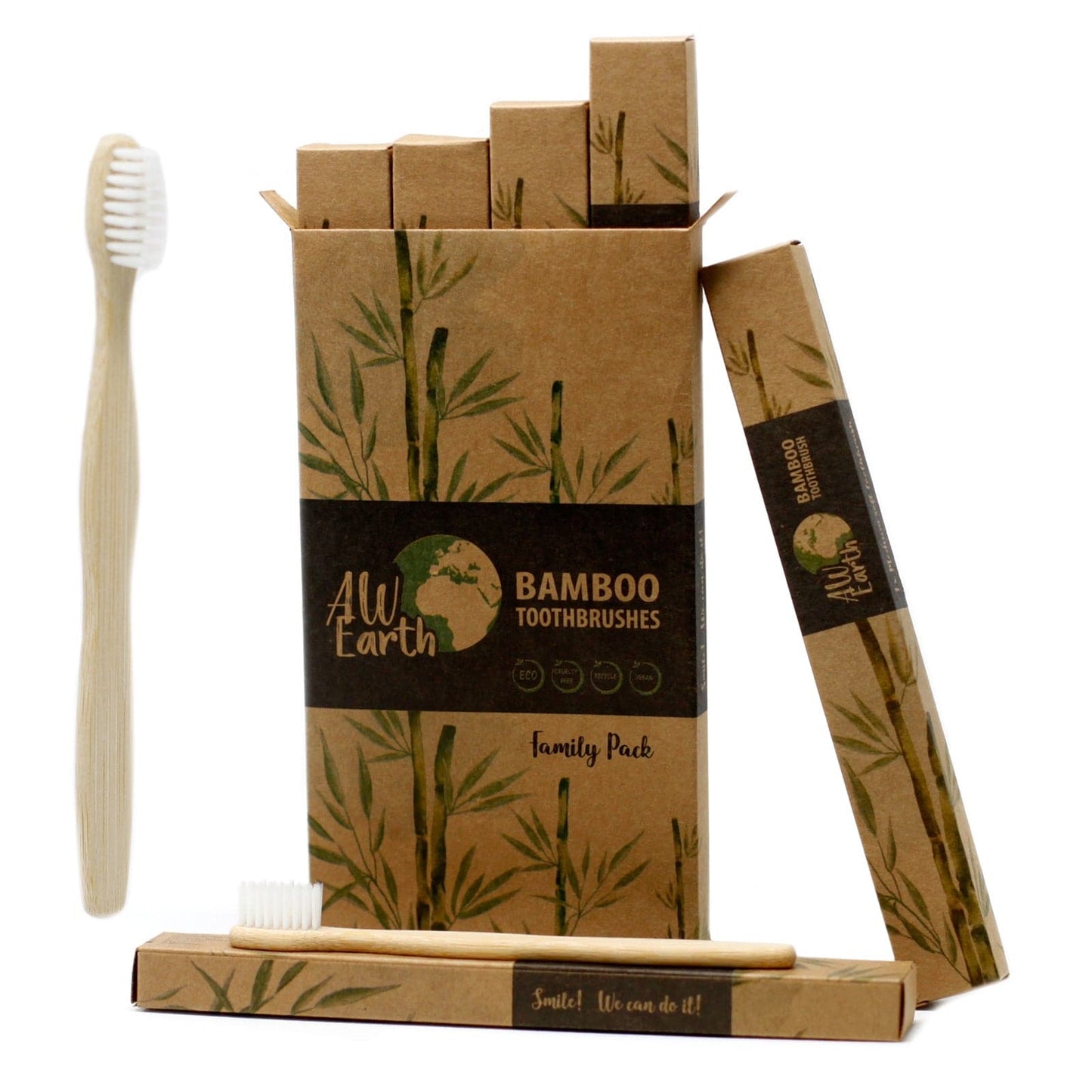 Family Pack Bamboo Toothbrush (2xAdult and 2xChildren) - best price from Maltashopper.com BAMTB-01