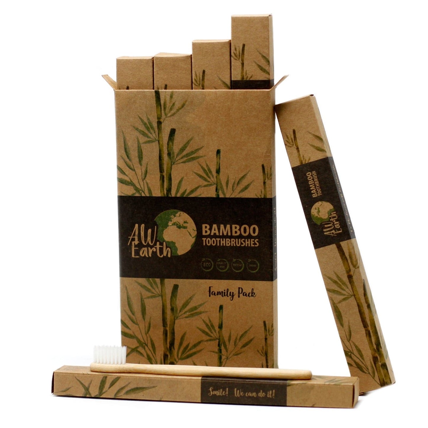 Family Pack Bamboo Toothbrush (2xAdult and 2xChildren) - best price from Maltashopper.com BAMTB-01