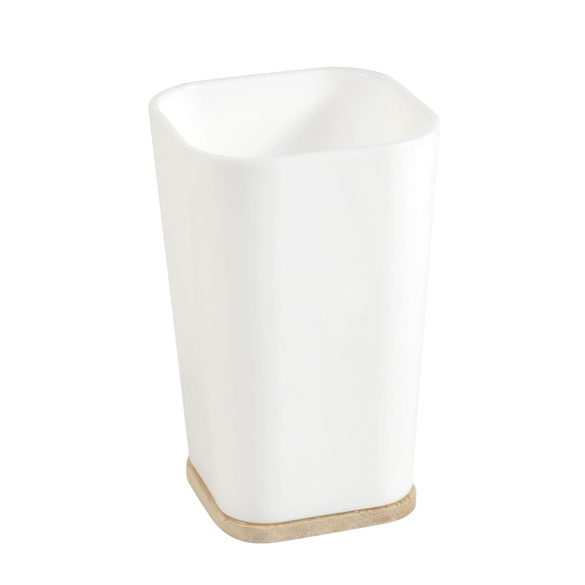 SCANDI SENSEA WHITE PLASTIC WOOD TOOTHBRUSH HOLDER