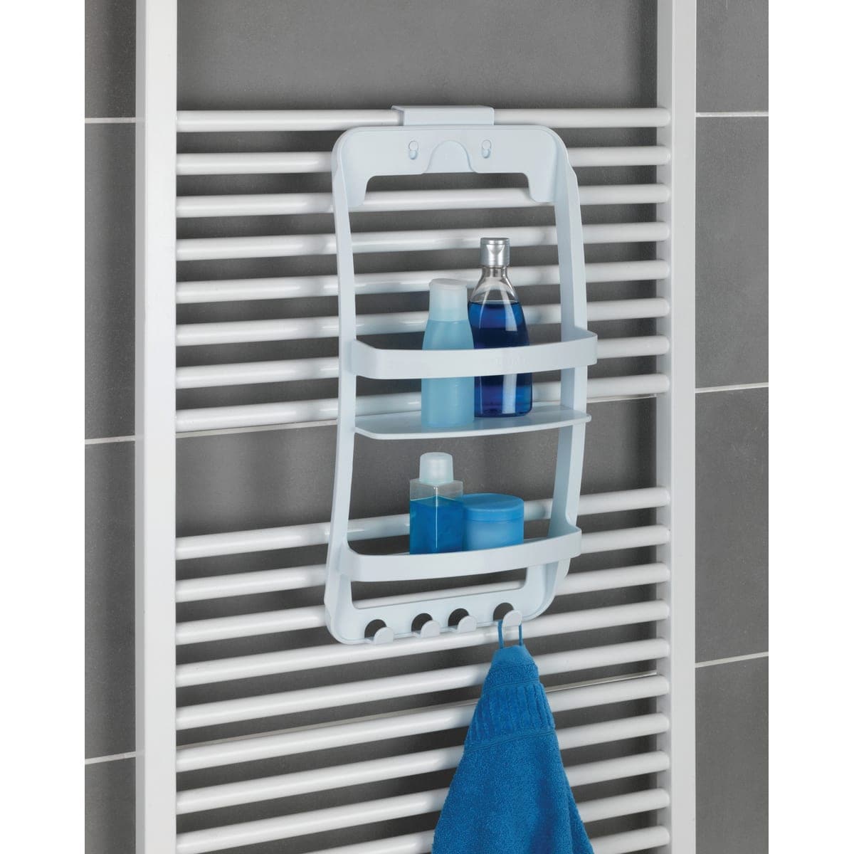 UNIVERSAL SHOWER SHELF 2 PLACES W/HANGER WHITE PLASTIC - best price from Maltashopper.com BR430007787