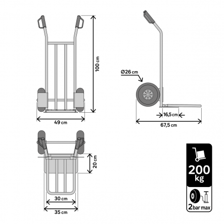 Bricocenter STEEL STANDERS FIXED TROLLEY CAPACITY 200 KG WITH EXTENDABLE PLATFORM