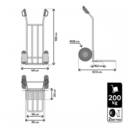 STEEL STANDERS FIXED TROLLEY CAPACITY 200 KG WITH EXTENDABLE PLATFORM - best price from Maltashopper.com BR410006571