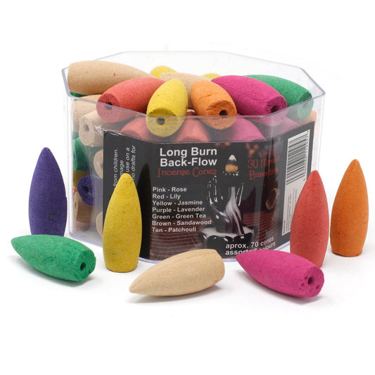 Bliss Long Backflow Incense Cones - Assorted Fragrances - 30 mins Burning time
