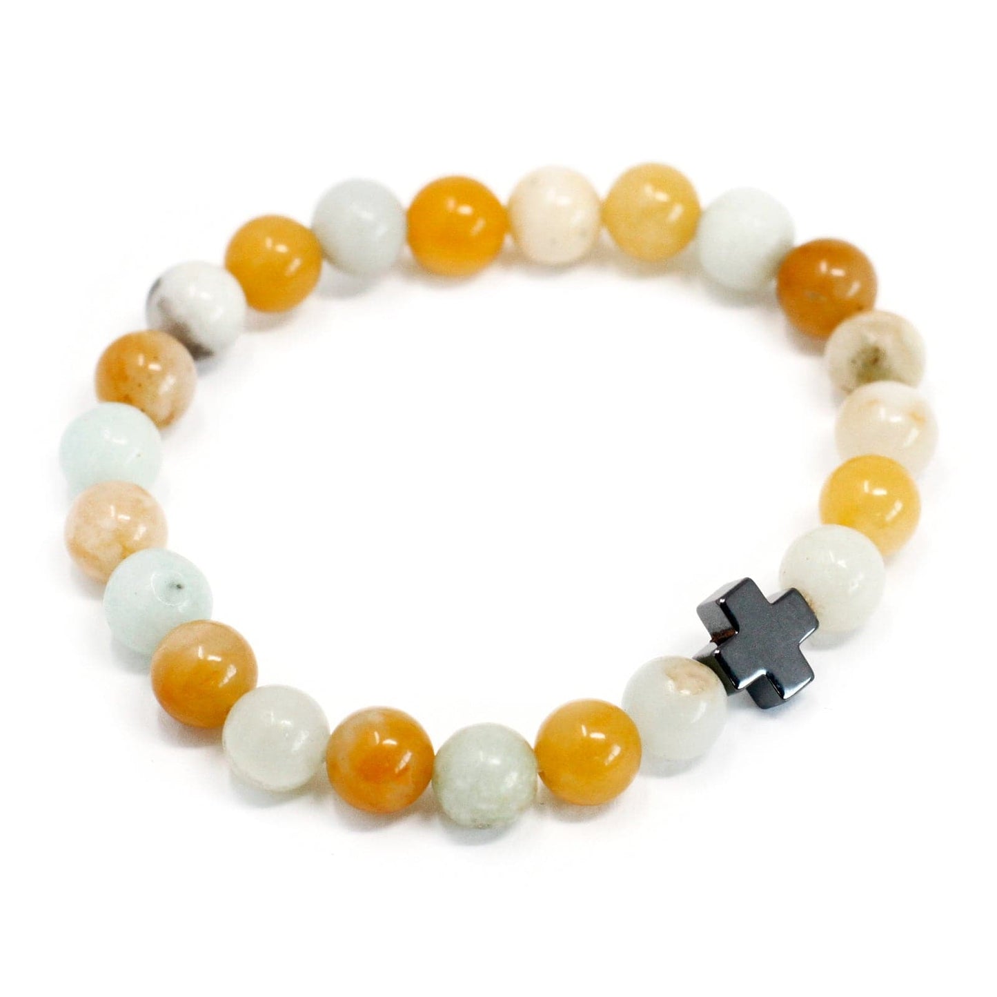 Bliss Set of 2 Gemstones Friendship Bracelets - Loyalty - Amazonite & Yellow Jasper