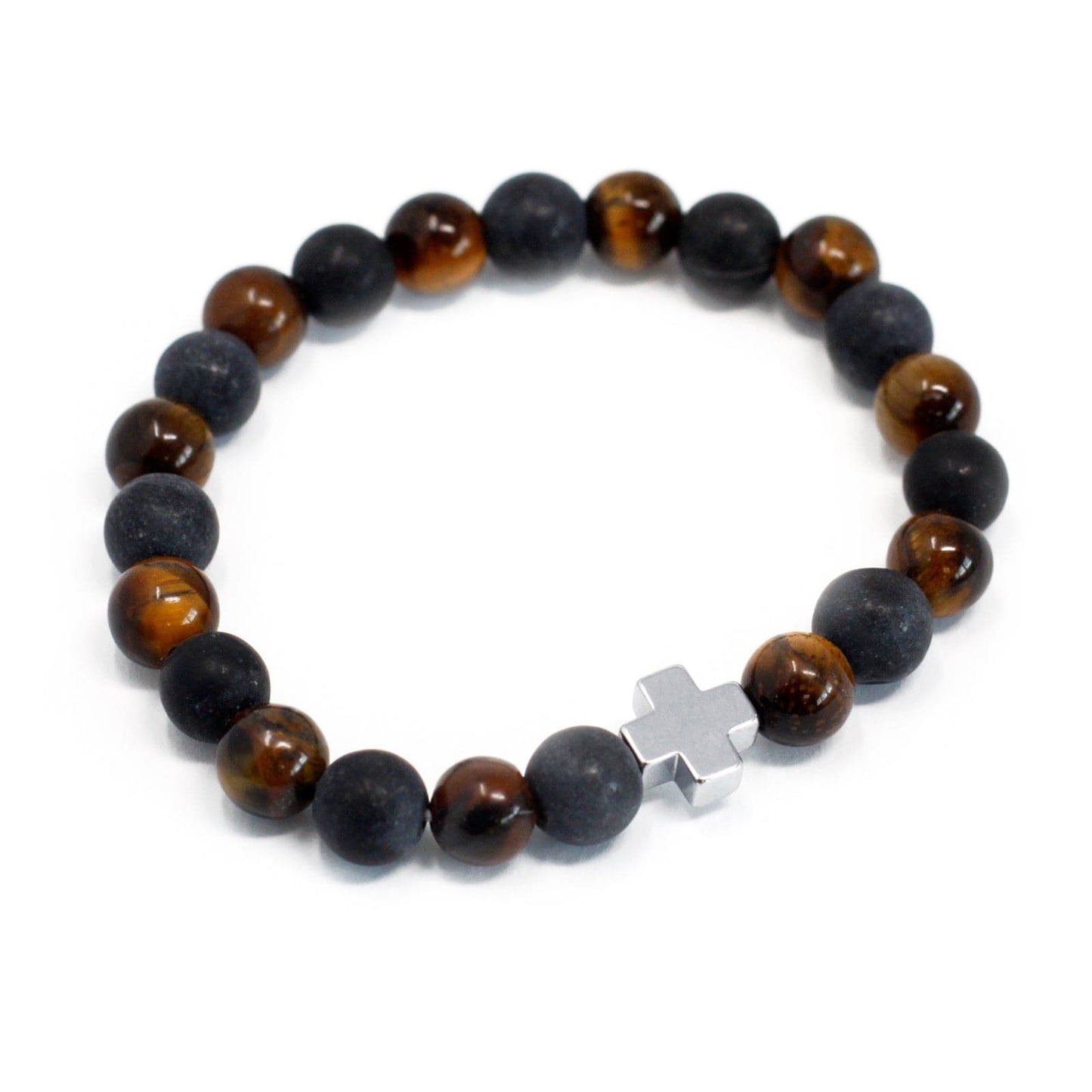 Bliss Set of 2 Gemstones Friendship Bracelets - Power - Tiger Eye & Black Stone