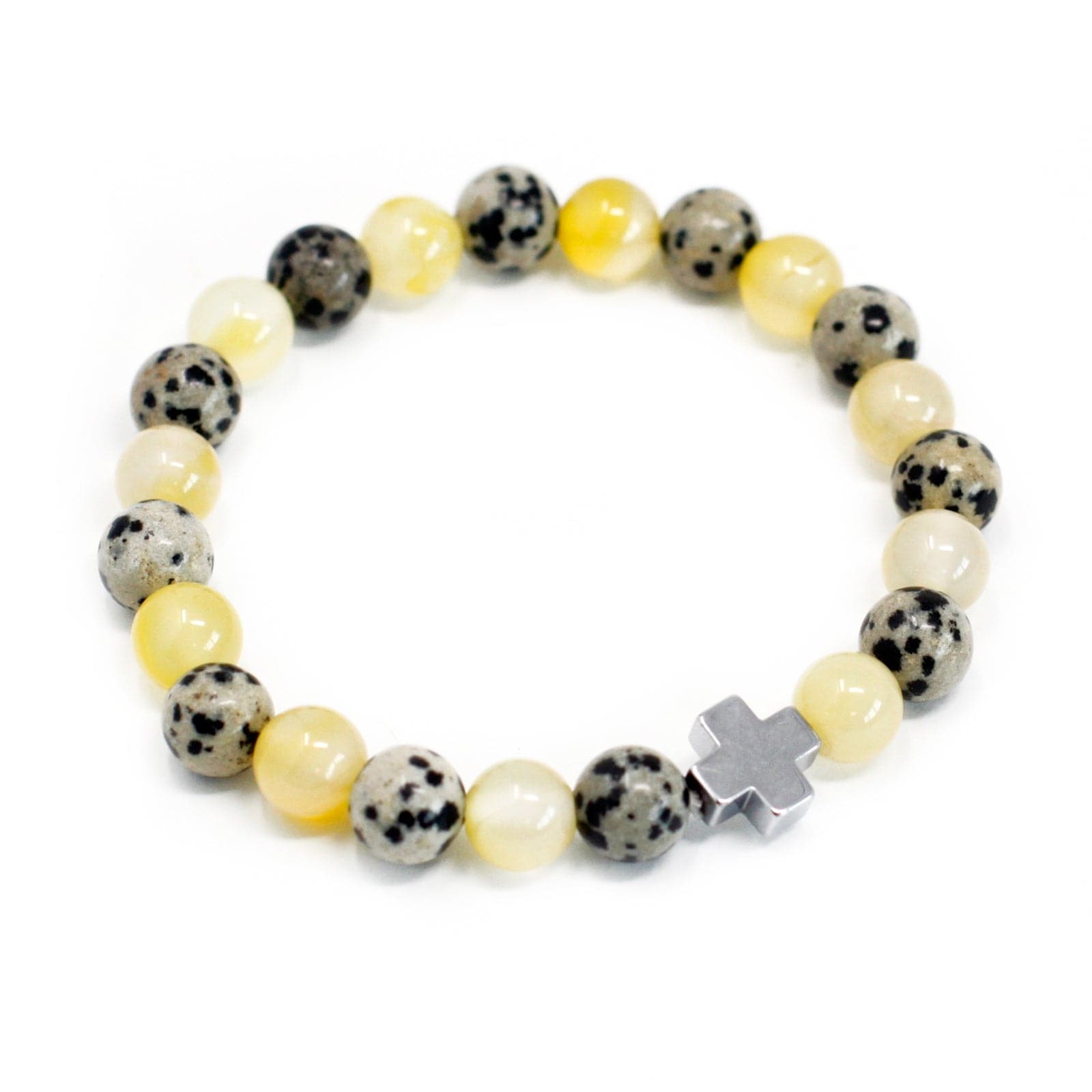 Bliss Set of 2 Gemstones Friendship Bracelets - Protection - Dalmation Jasper & Yellow Agate