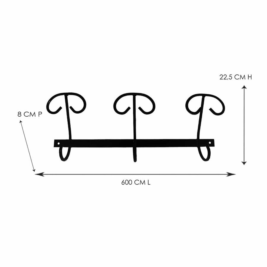 Bricocenter light wrought iron hanger 3 places w60xh22.5 cm