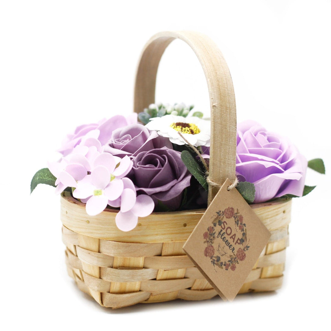 Medium Lilac Bouquet in Wicker Basket - best price from Maltashopper.com SFB-18
