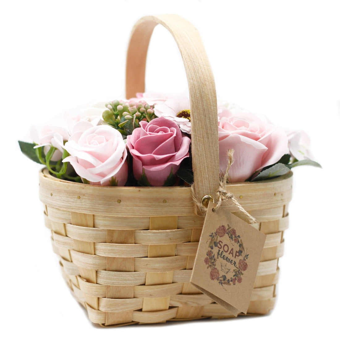 Large Pink Bouquet in Wicker Basket - best price from Maltashopper.com SFB-23