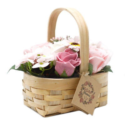 Medium Pink Bouquet in Wicker Basket - best price from Maltashopper.com SFB-19