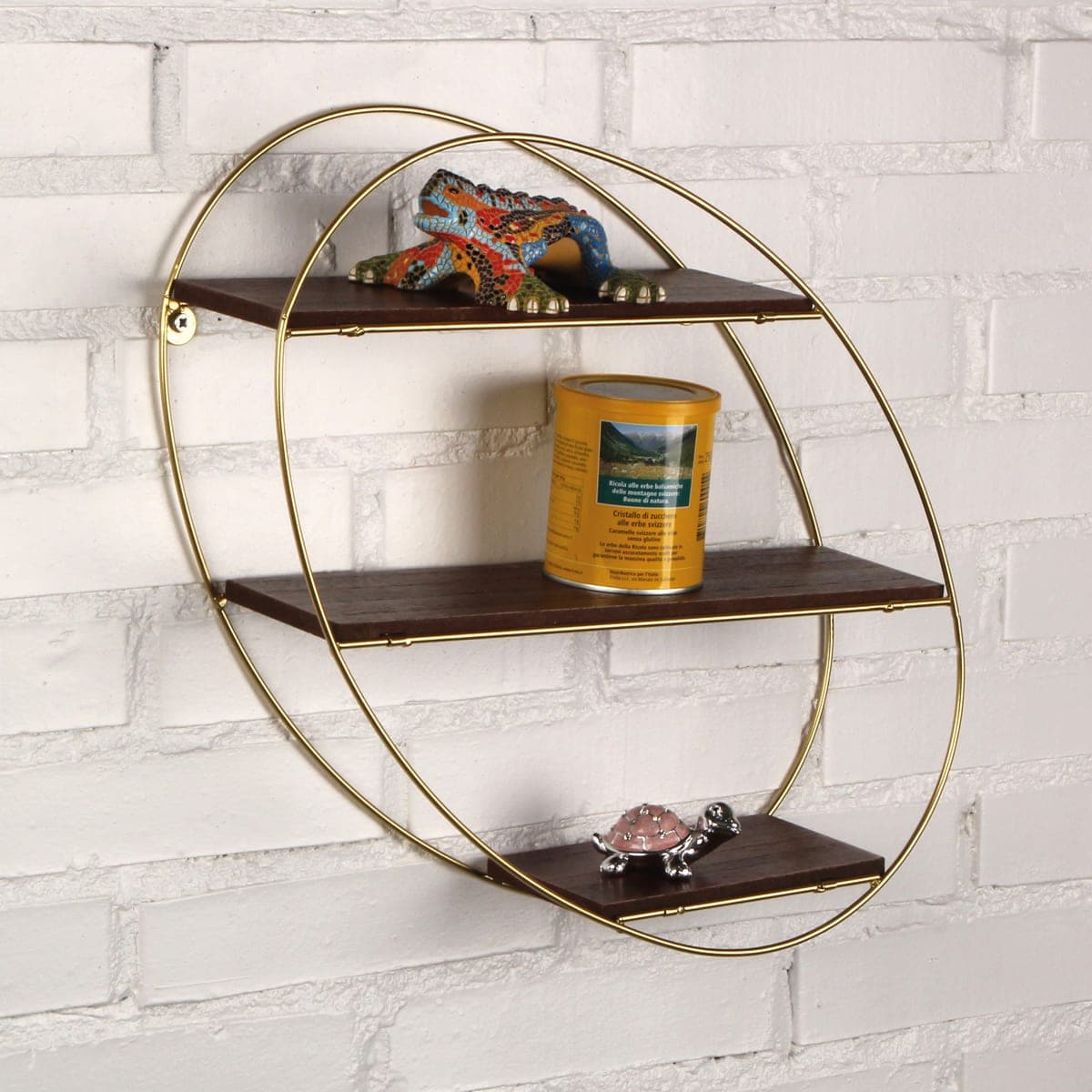 OVAL FOLDING SHELF METAL+MDF 34,5X10X38 GOLD - best price from Maltashopper.com BR440002554