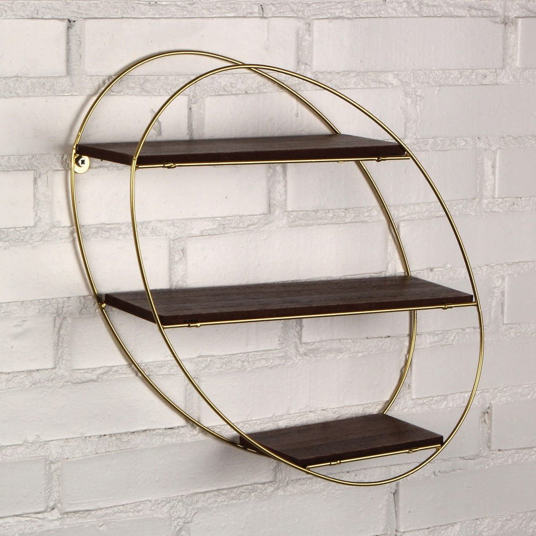 OVAL FOLDING SHELF METAL+MDF 34,5X10X38 GOLD - best price from Maltashopper.com BR440002554