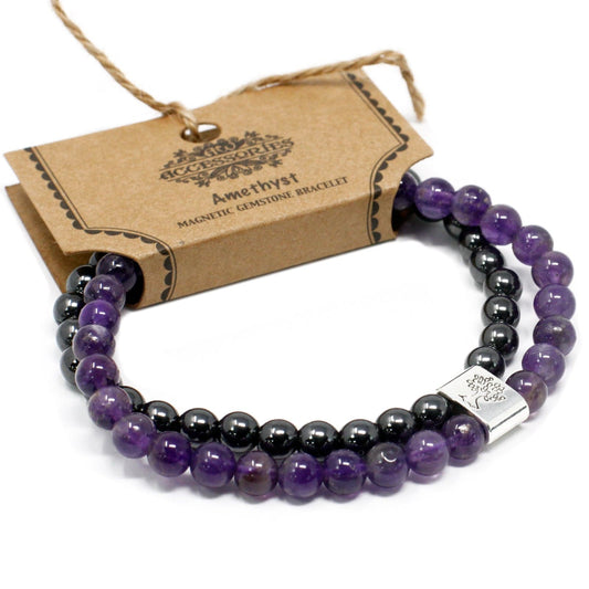 Magnetic Gemstone Bracelet - Amethyst - best price from Maltashopper.com MGBS-01