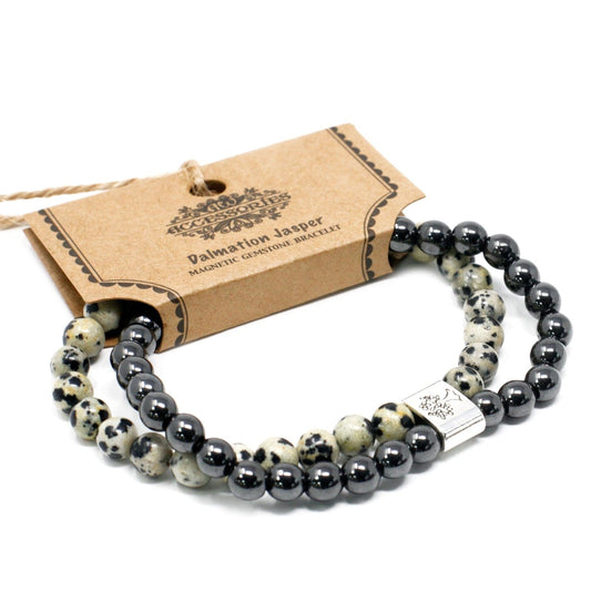 Magnetic Gemstone Bracelet - Dalmation Jasper - best price from Maltashopper.com MGBS-05