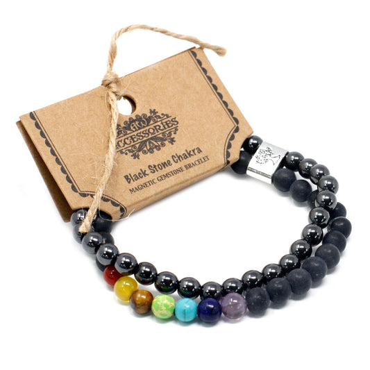 Bliss Magnetic Gemstone Bracelet - Black Stone Chakra