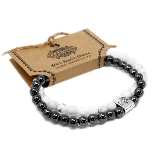 Magnetic Gemstone Bracelet - White Howlite Chackra - best price from Maltashopper.com MGBS-12