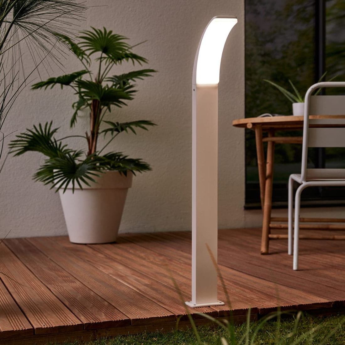 LAKKO ALUMINIUM LAMPPOST WHITE 96CM LED IP44 - best price from Maltashopper.com BR420007842