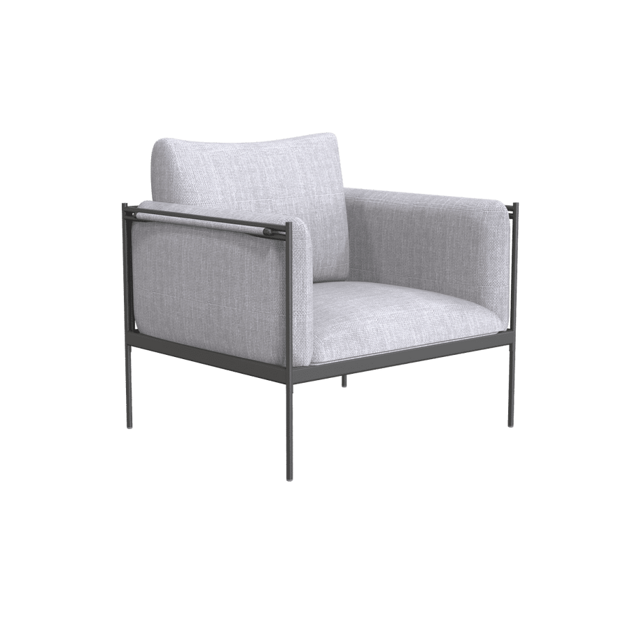 Bricocenter COFFEE SET 2 Seats naterial, 2 aluminum armchairs and table with anthracite glass top