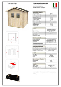 CALLA WOODEN SHED 19 MM THICK EXTERNAL DIMENSIONS 195X198X215H FLOOR INCLUDED - best price from Maltashopper.com BR500013450