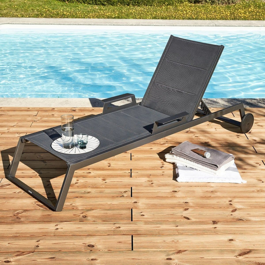 Bricocenter BED ODYSSEA II NATERIAL Aluminum, textilene, padded, anthracite