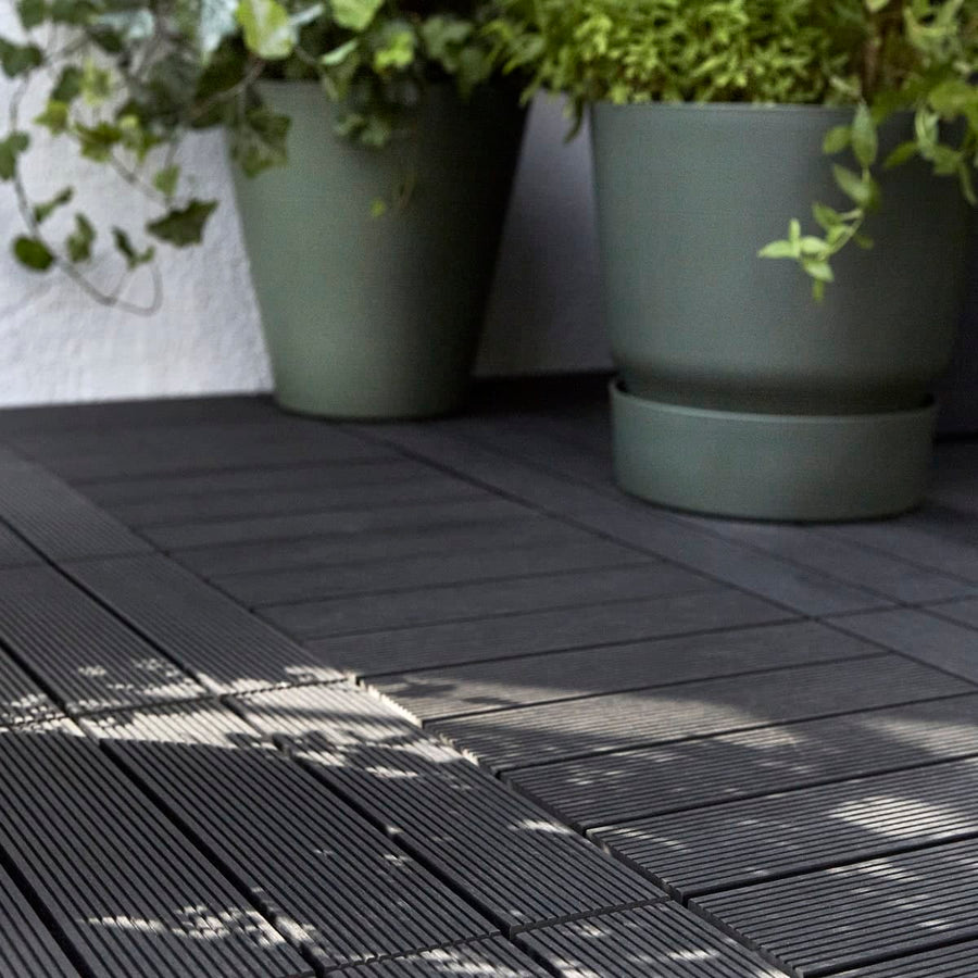 NATERIAL INTERLOCKING COMPOSITE TILE WITH CLIP 30X30CM DARK GREY - best price from Maltashopper.com BR500012726