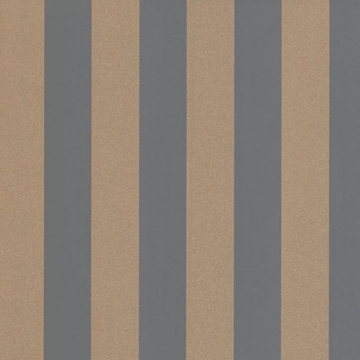 WALLPAPER STRIPE GOLD AND ANTHRACITE 53CMX10.5MT - best price from Maltashopper.com BR480010868